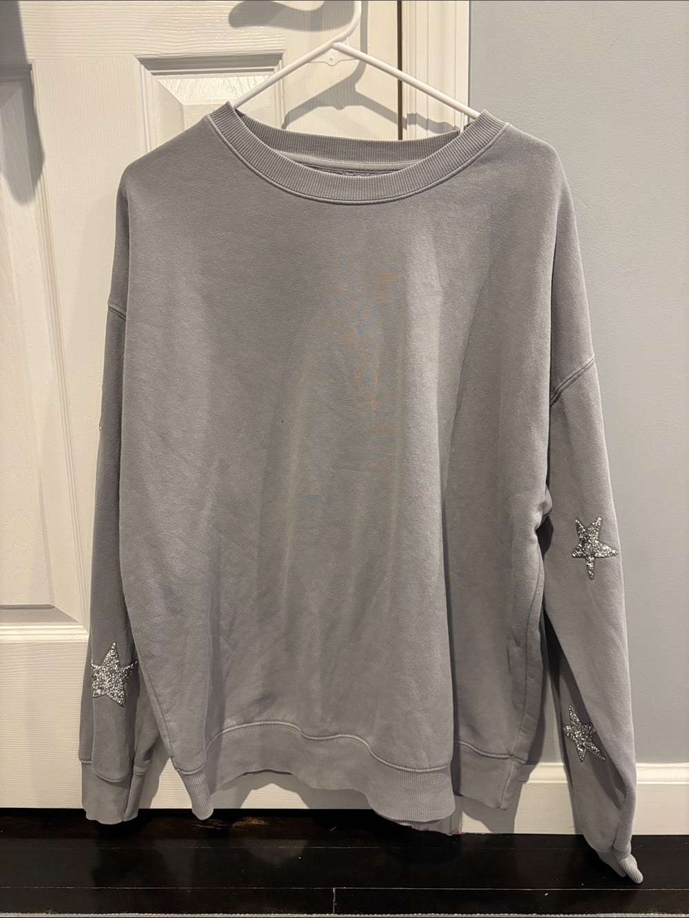 Grey long sleeve with glitter silver stars